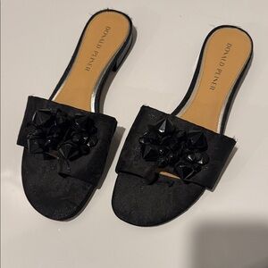 Donald J. Pliner Black Jeweled Slide Sandals